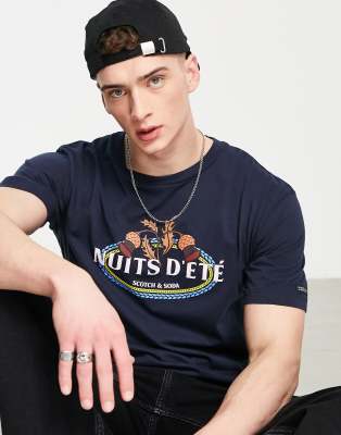 Scotch & Soda Scotch & Soda printed t-shirt in navy