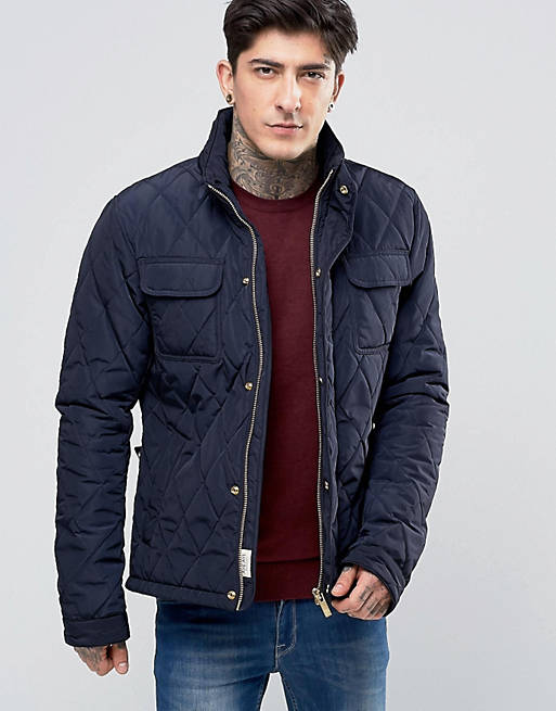 Scotch & Soda Quilted Jacket In Navy