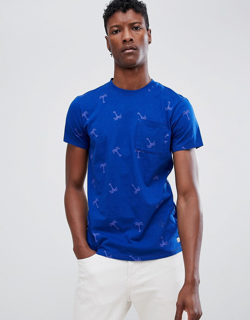 Scotch & Soda – T-shirt med heltäckande mönster-Marinblå
