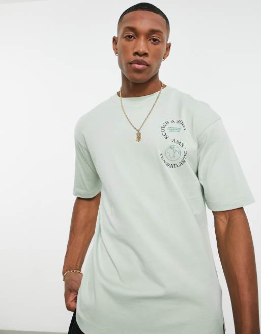 Scotch & Soda - T-shirt met print in groen