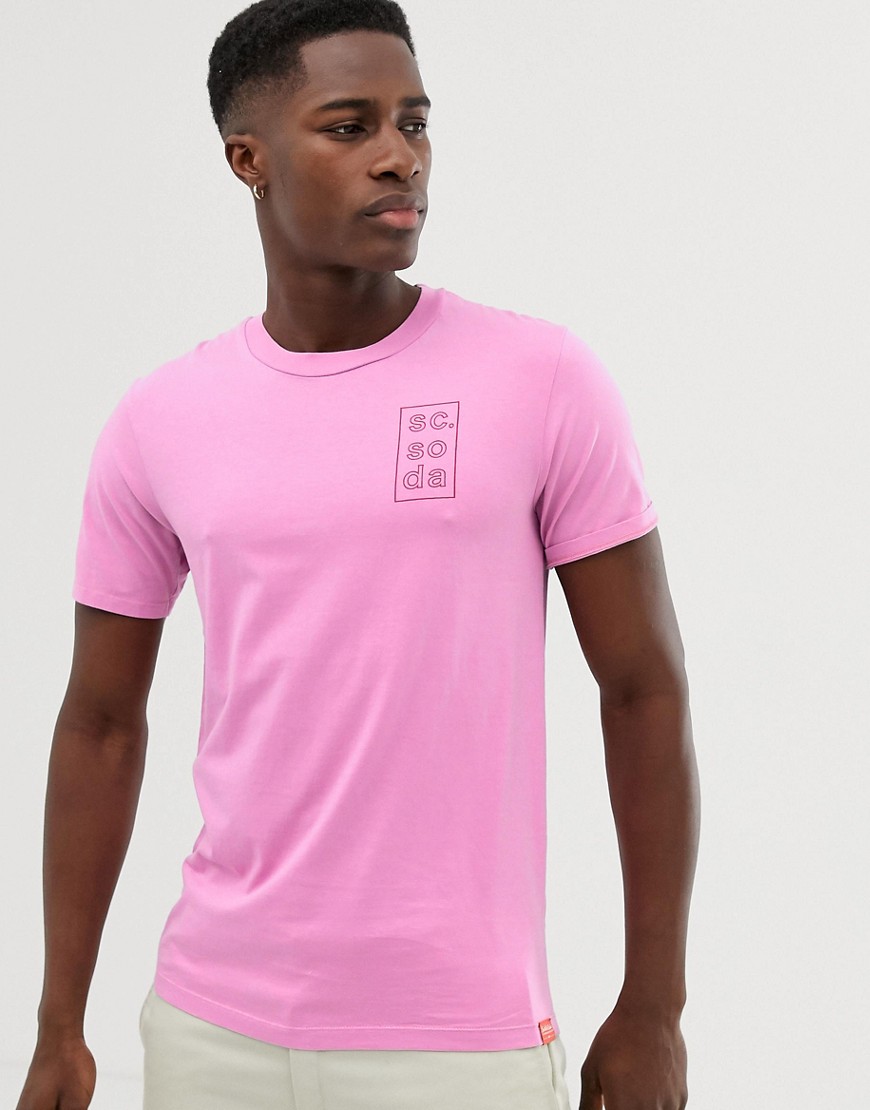 Scotch & Soda - T-shirt stile streetwear con logo stampato-Rosa