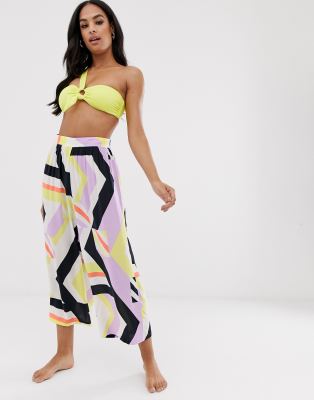 Seafolly beach culottes in geo print-Multi