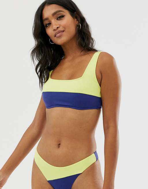 Seafolly - Bikini in blauw met neongeel, 2 van 3