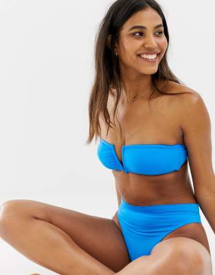 blue bandeau bikini