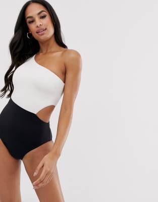 asos black and white swimsuit