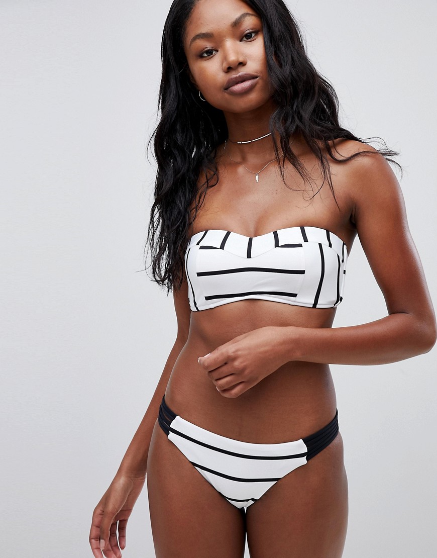 Seafolly stripe rouleau brazilian bikini bottom-White