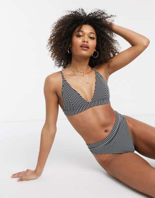 black and white striped swimsuit top