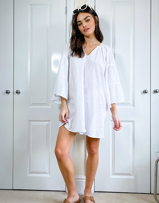 Seafolly white tiered sleeve cover up