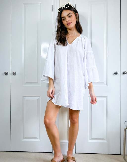 Seafolly white tiered sleeve cover up