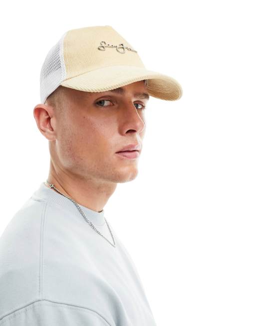 Sean John - Casquette de baseball style camionneur avec logo manuscrit - Beige et blanc, 2 de 4