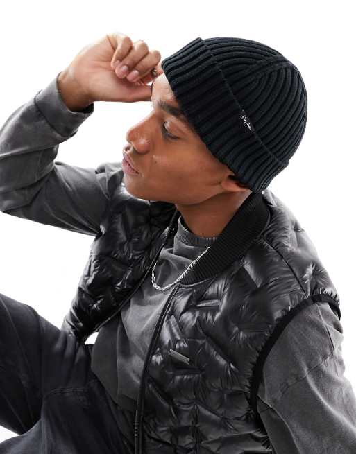 Sean John – Czarna czapka beanie z naszywką z napisem