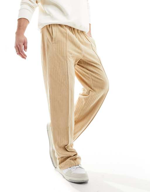 Sean John - Jersey joggingbroek met geschreven logo in beige gestreept velours, 5 van 5