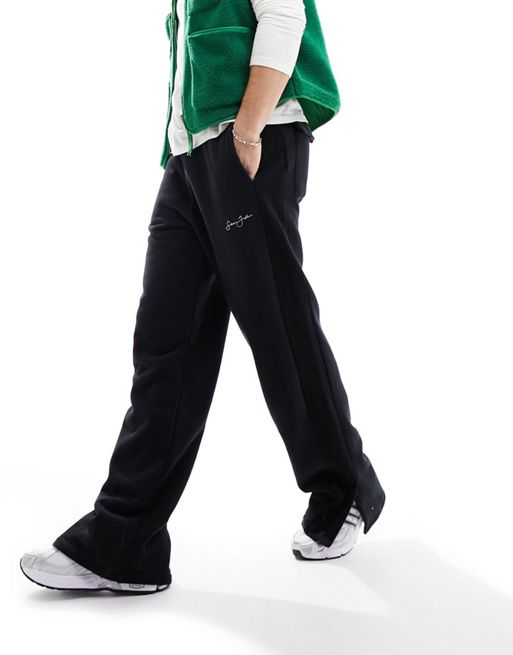 Sean John - Retro-inspirerede joggingbukser med lige ben med slidser i sort jersey - Del af sæt