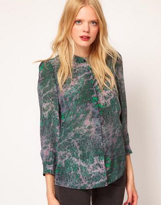 See by Chloe – Skjorta i silke med Berlin-tryck-Grön