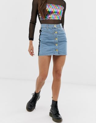 sequin denim skirt