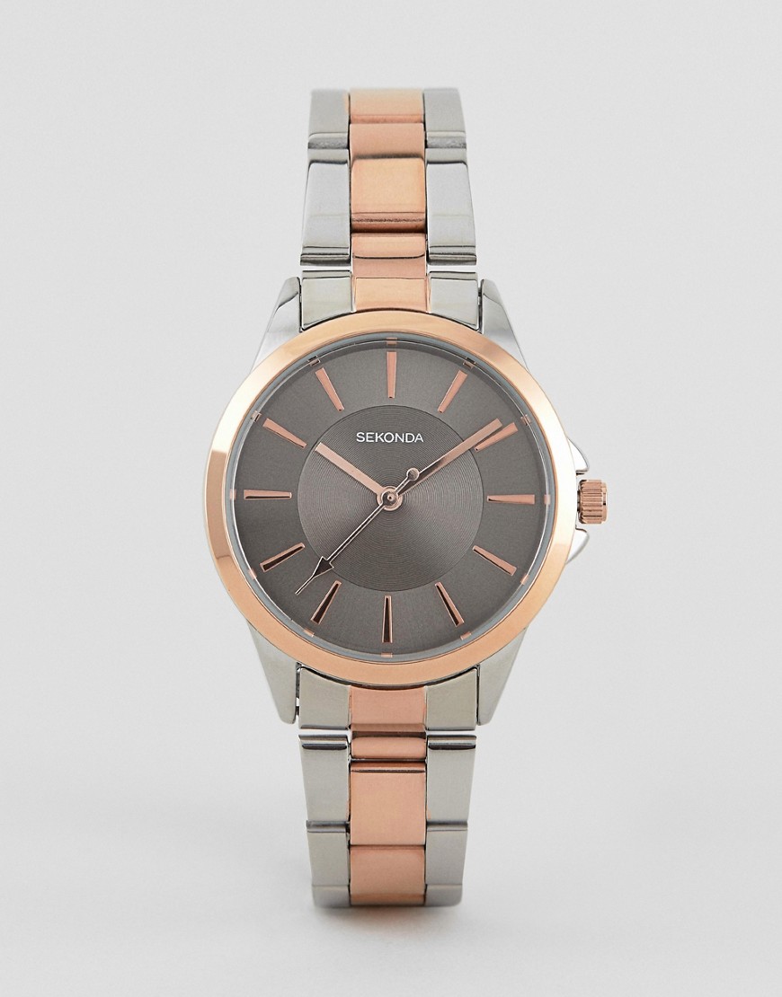 Sekonda 2456 bracelet watch with rose gold case-Brown