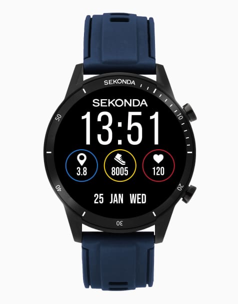 Sekonda Active go 45mm unisex round black smartwatch watch in blue - view 1