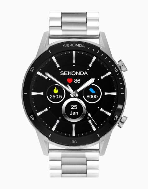 Sekonda Active lux 45mm unisex round silver smartwatch with silver bracelet in silver - view 1
