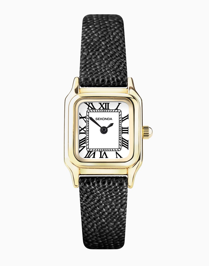 Sekonda analogue watch in black & gold-White