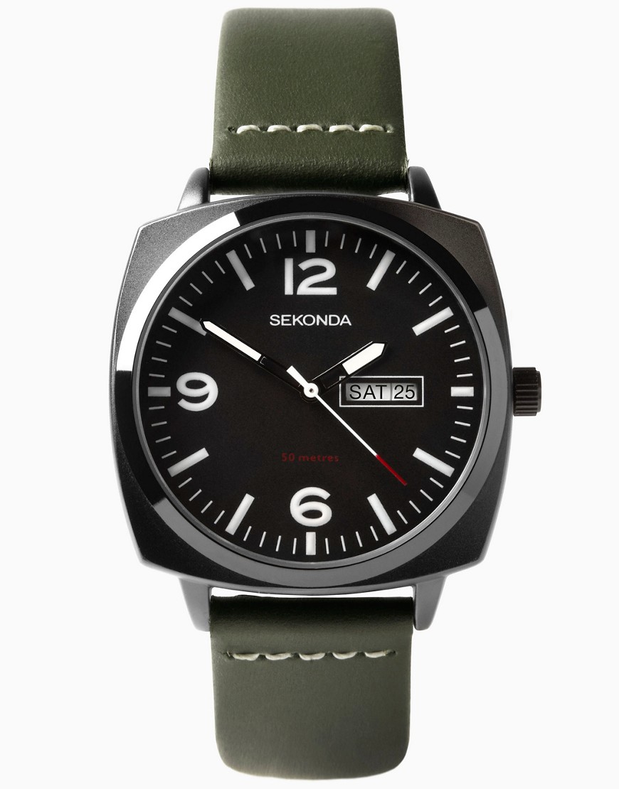 Sekonda analogue watch in black & green