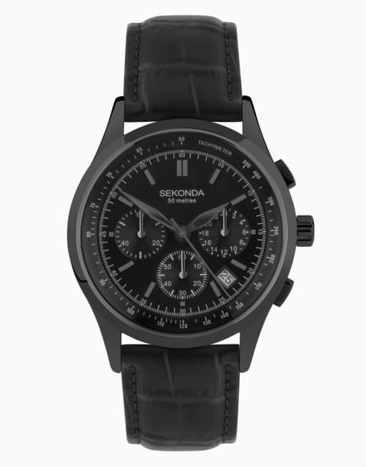 Sekonda analogue watch in black