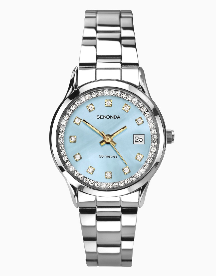 Sekonda analogue watch in blue & silver
