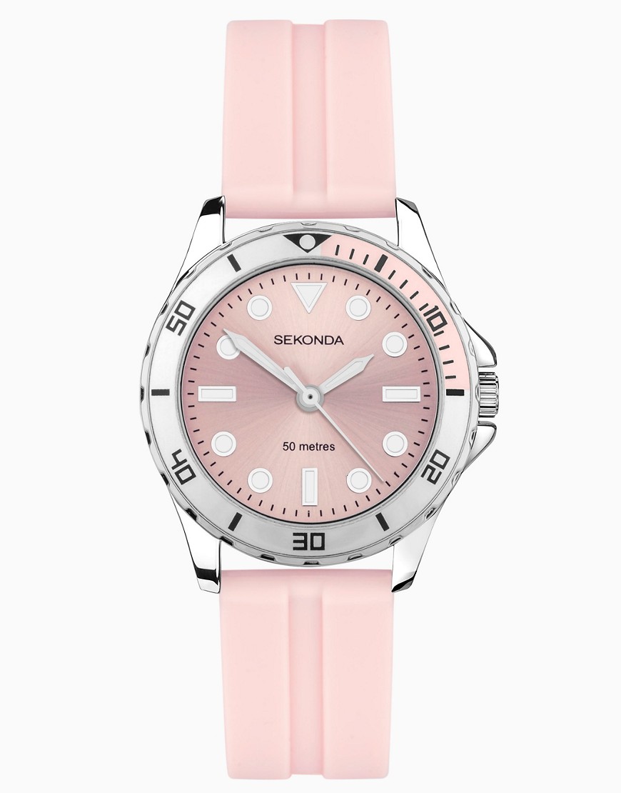 Sekonda analogue watch in pink & silver