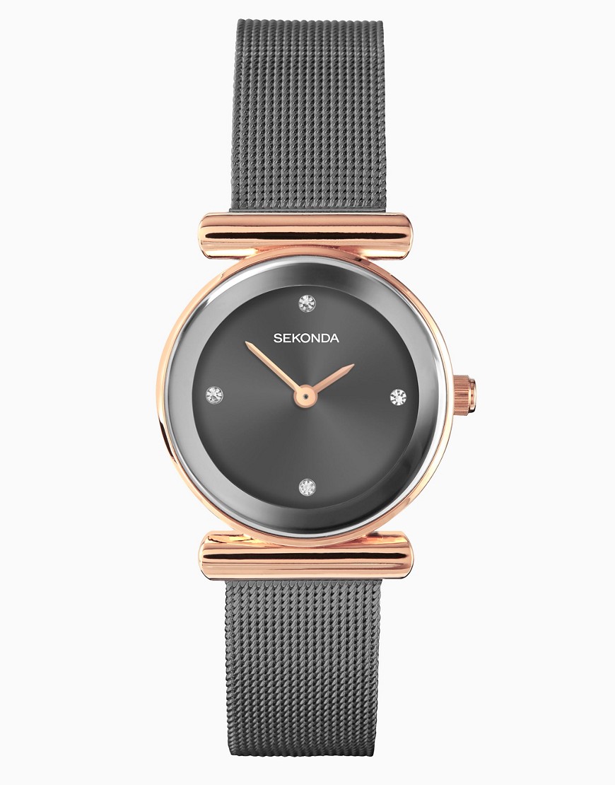 Sekonda analogue watch in rose gold & grey