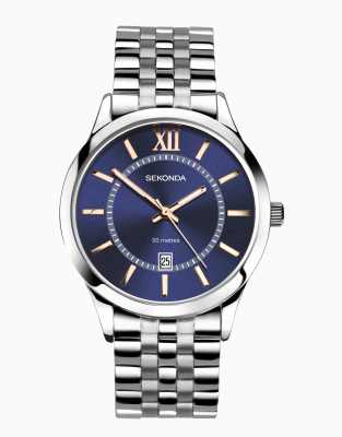 asos Sekonda analogue watch in silver & blue