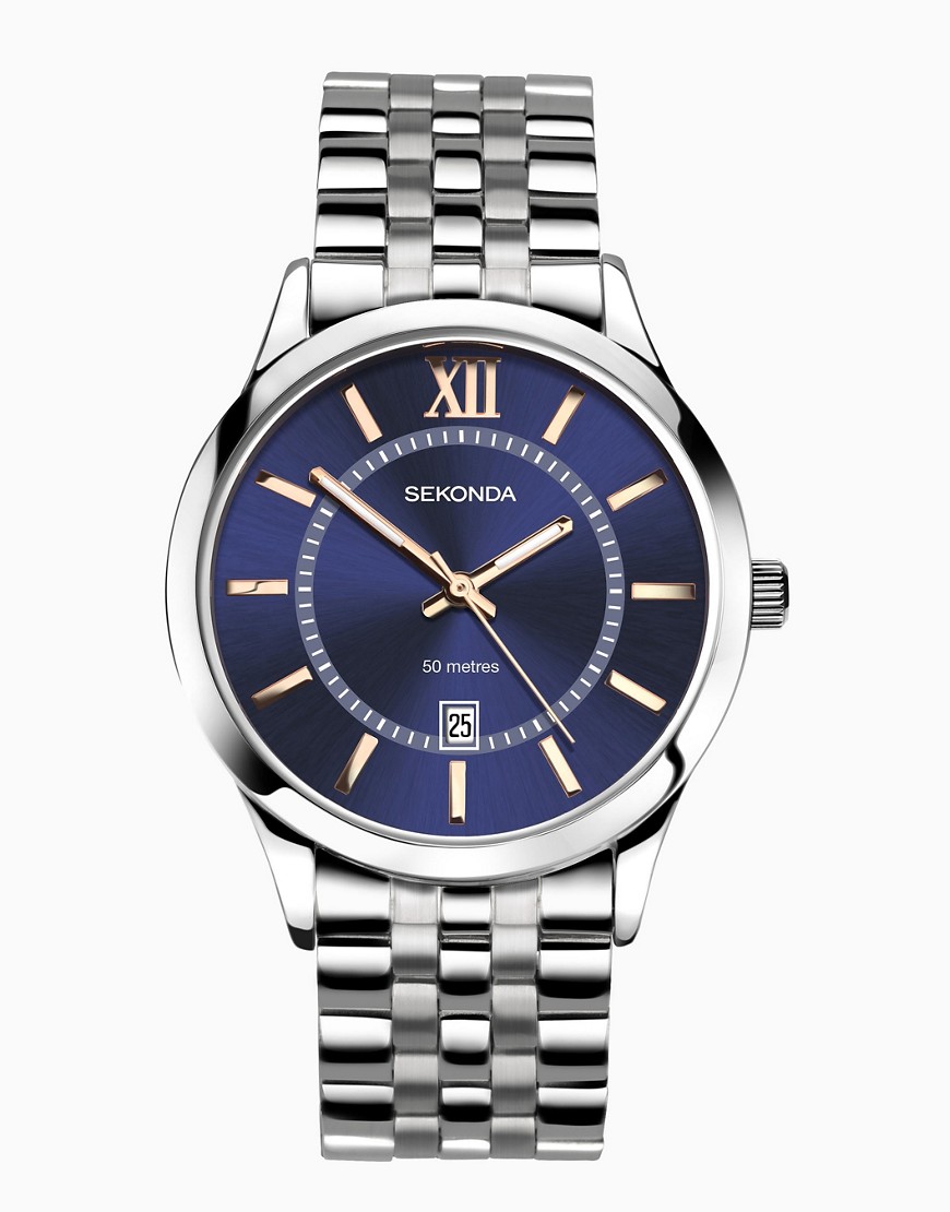 Sekonda analogue watch in silver & blue