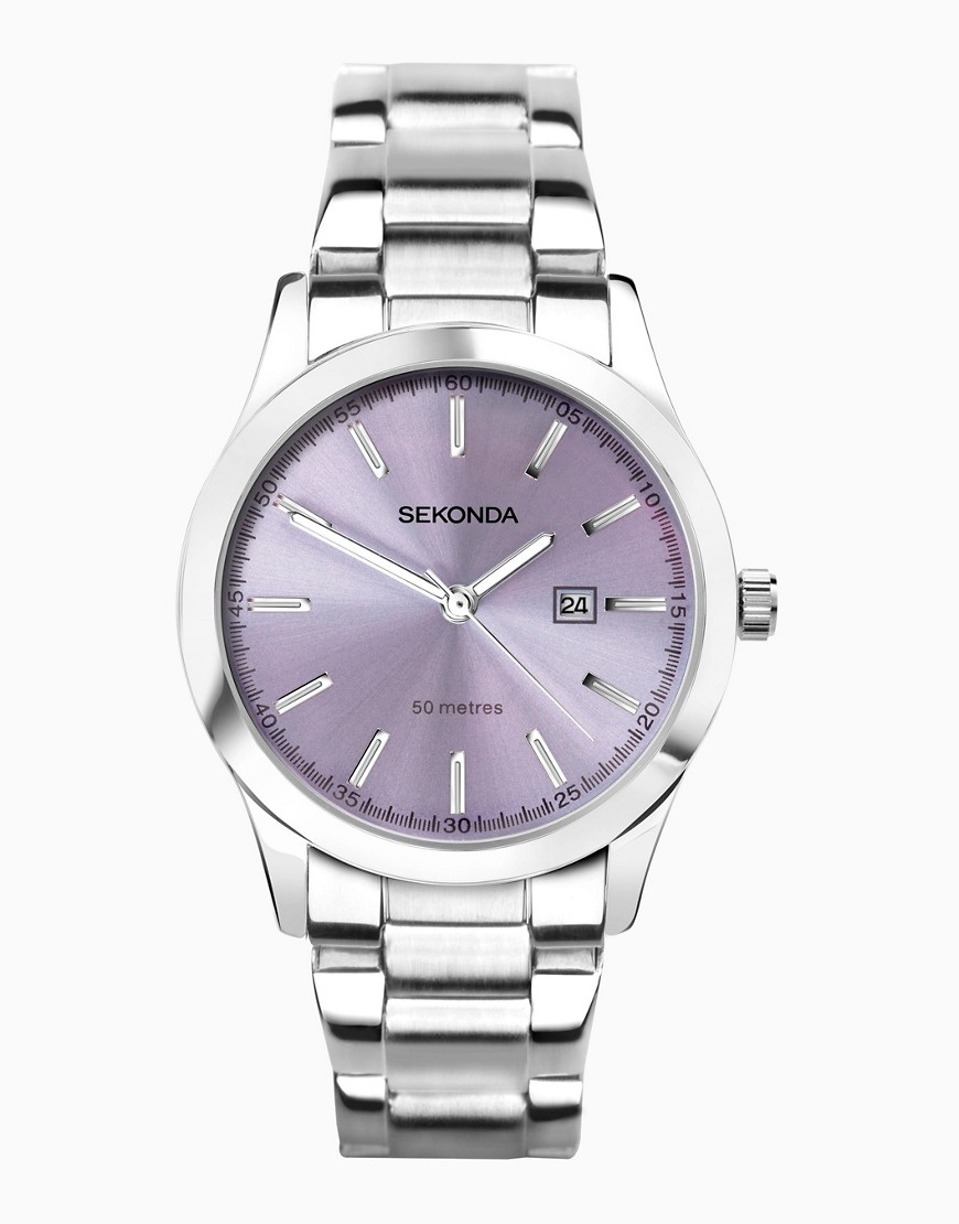 Sekonda analogue watch in silver & purple