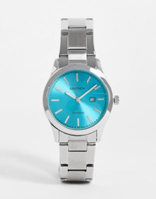 Sekonda - Armbanduhr in Silber mit Zifferblatt in Blau