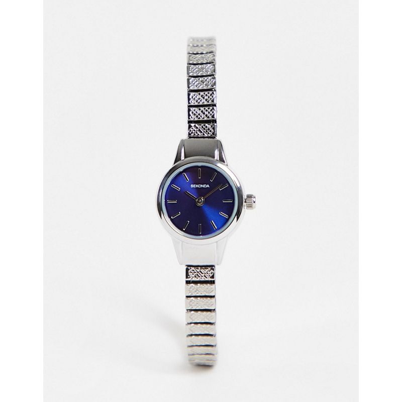 Sekonda – Armbanduhr in Silber-Optik mit marineblauem Zifferblatt