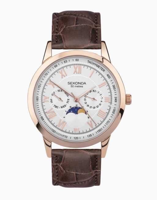 Sekonda Armstrong 40mm moon phase men’s watch in brown