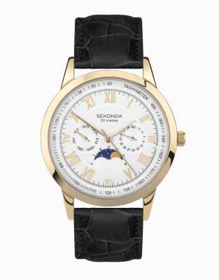 Sekonda Armstrong 40mm moon phase men's watch in gold