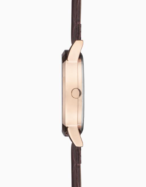 Sekonda Armstrong 40mm Moon Phase Mens Watch Rose Gold Alloy Case & Brown Leather Strap with Silver Dial, 2 of 4