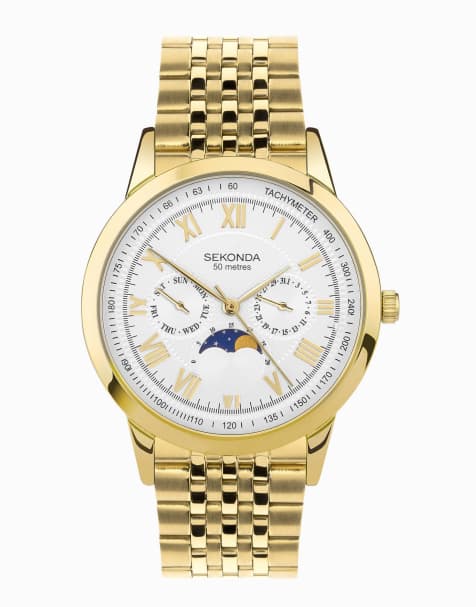 Sekonda Armstrong Mens 40mm Analogue Watch With Gold Case And Stainless Steel Bracelet With Silver White Dial - view 1