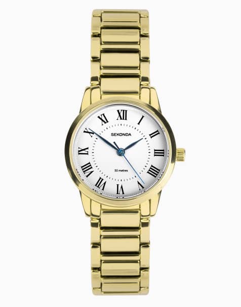 Sekonda beaumont 28mm round gold watch in gold - view 1