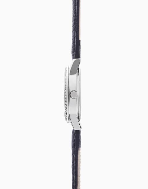 Sekonda Beaumont 28mm womens round silver analogue watch with blue strap in blue, 3 of 6