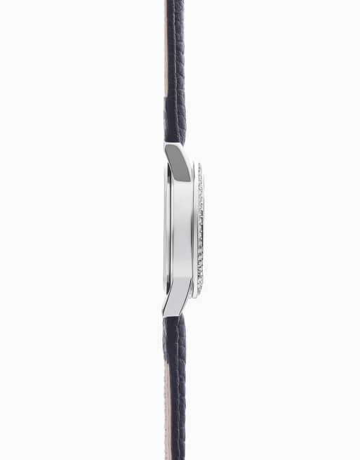 Sekonda Beaumont 28mm womens round silver analogue watch with blue strap in blue, 6 of 6