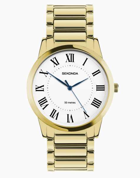 Sekonda – Beaumont – Klassische Herrenuhr in Goldoptik mit Armband aus Goldlegierung und Zifferblatt in Weiß, 40 mm - view 1