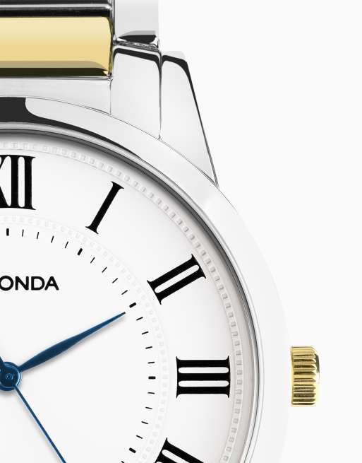 Sekonda – Beaumont – Klassische Herrenuhr mit zweifarbigem Armband aus Goldoptiklegierung und weißem Zifferblatt, 40 mm, 4 von 4