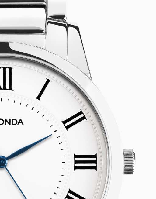 Sekonda - Beaumont - Orologio classico da uomo da 40 mm argentato con cinturino in lega argentato e quadrante bianco, 4 di 4