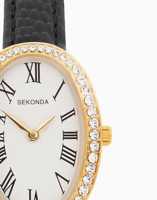Sekonda Bellamy 23mm womens oval gold analogue gift set in black, 4 of 4