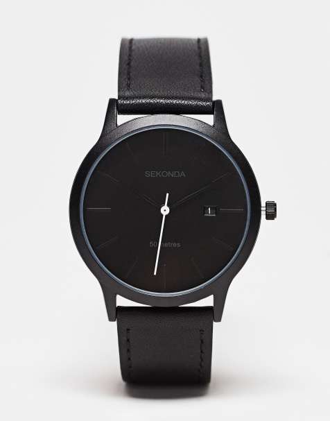 Sekonda Bergen 40mm Mens Round Black Analogue Watch with Black Strap - view 1
