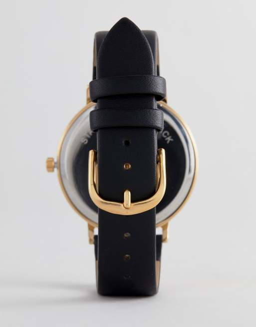 Sekonda Black Leather Watch With Gold Dial Exclusive To ASOS 42mm