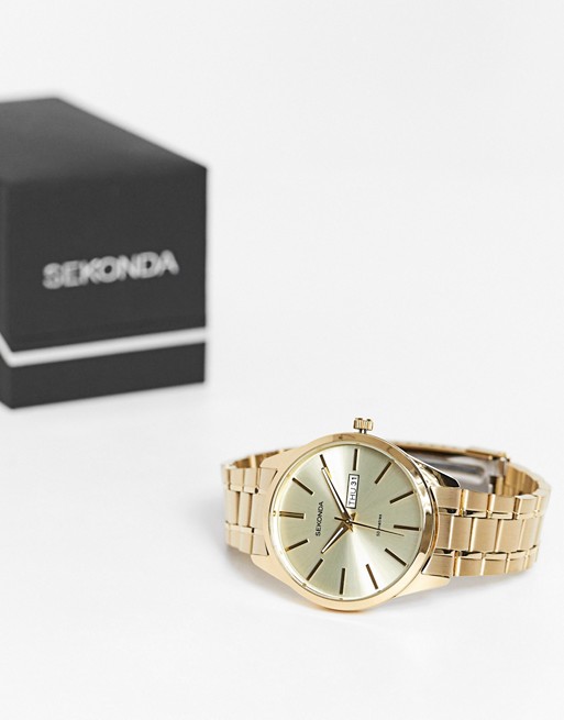 Sekonda bracelet watch in gold with sunray dial
