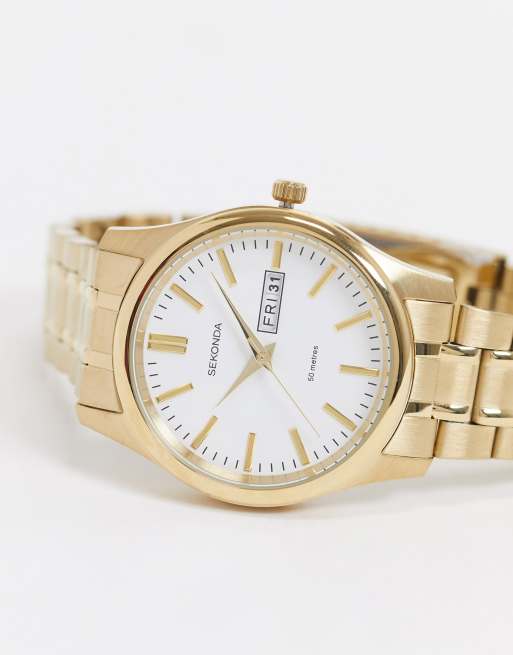 Sekonda bracelet watch in gold with white dial | ASOS