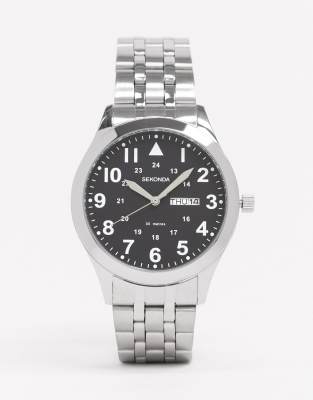 Sekonda Sekonda bracelet watch in silver with black dial