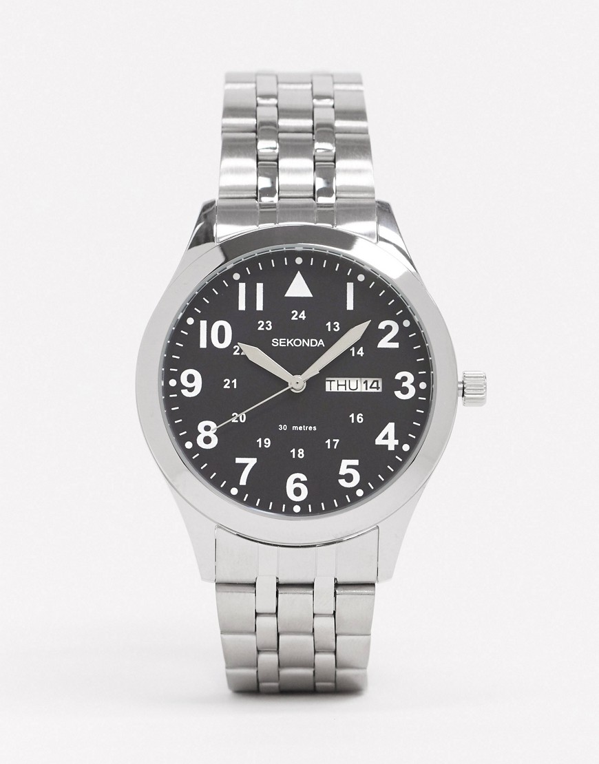 Sekonda bracelet watch in silver with black dial